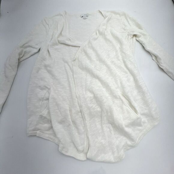 J Jill Linen Blend White Open Waterfall Cardigan Size XS Pure Jill - Picture 1 of 4